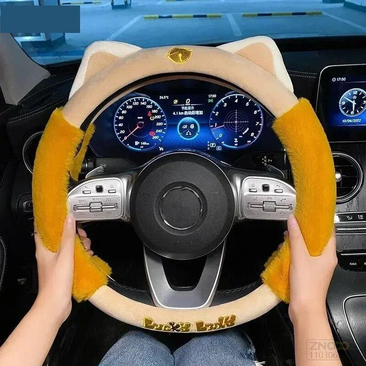 Colorful Plush Winter Steering Wheel Cover