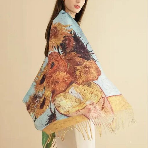 sunflower print pashmina shawl - MRSLM