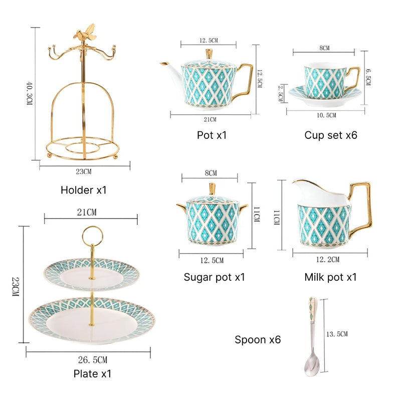 green european ceramic tea set, view 2 - MRSLM