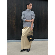 Gold PU leather long skirt, view 5 - MRSLM