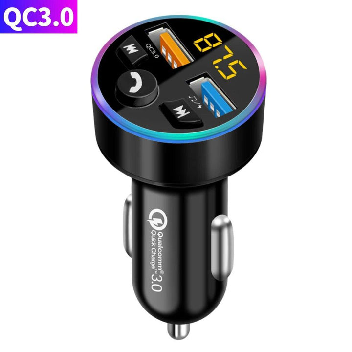 Bluetooth 5.0 Car FM Transmitter with Dual USB PD Charging & LED Backlit MP3 Player