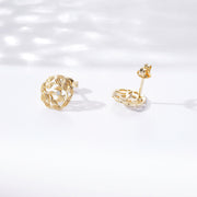 14K gold plated fallen leaf earrings, view 3 - MRSLM