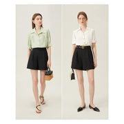 high-waist A-line commuter shorts, view 5 - MRSLM