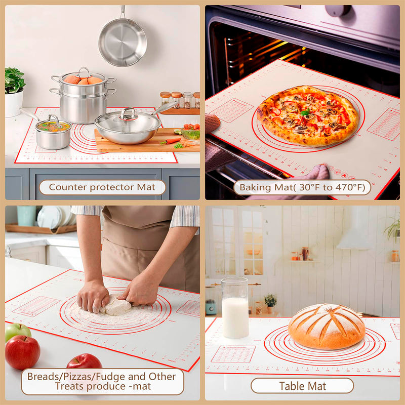 silicone baking mat with dough scraper, view 3 - MRSLM