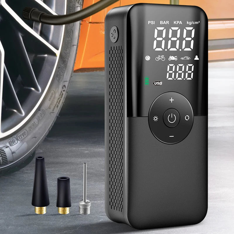 portable rechargeable air pump tire inflator, view 3 - MRSLM