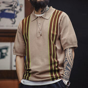 vintage knitted polo bowling shirt with striped lapel - MRSLM