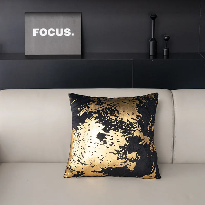 Nordic geometric gold plush pillowcases, view 5 - MRSLM