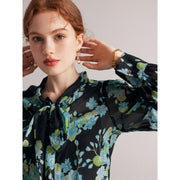 floral silk blend blouse, view 3 - MRSLM
