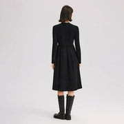 winter corduroy patchwork midi dress, view 5 - MRSLM