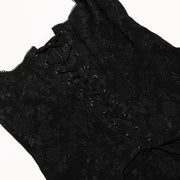 black lace-up a-line mini dress, view 6 - MRSLM