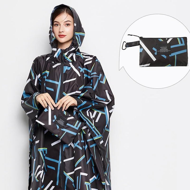 women's hooded rain poncho, view 5 - MRSLM