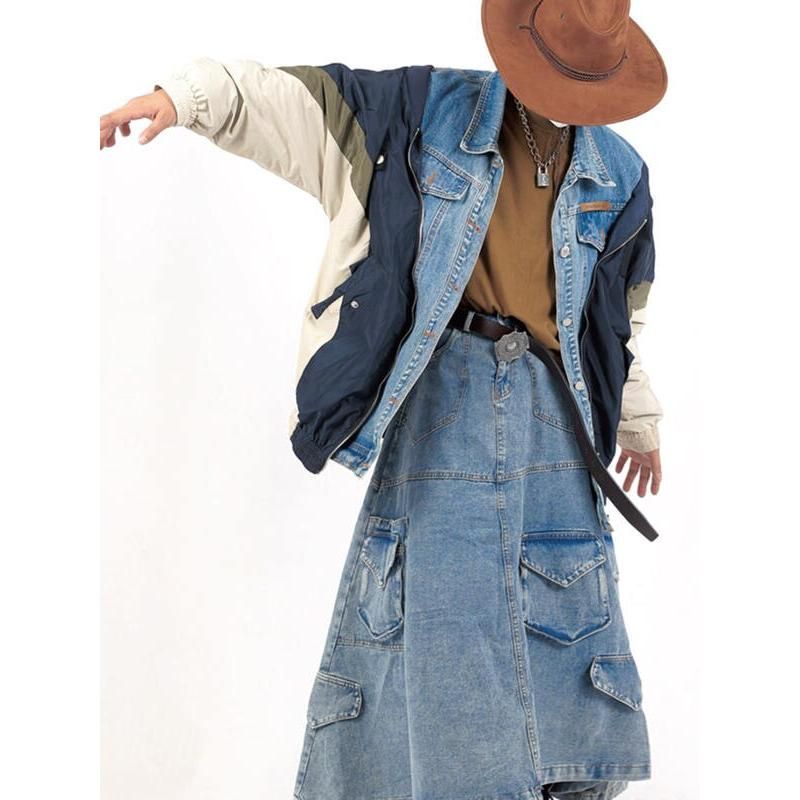 patchwork denim jacket, view 3 - MRSLM
