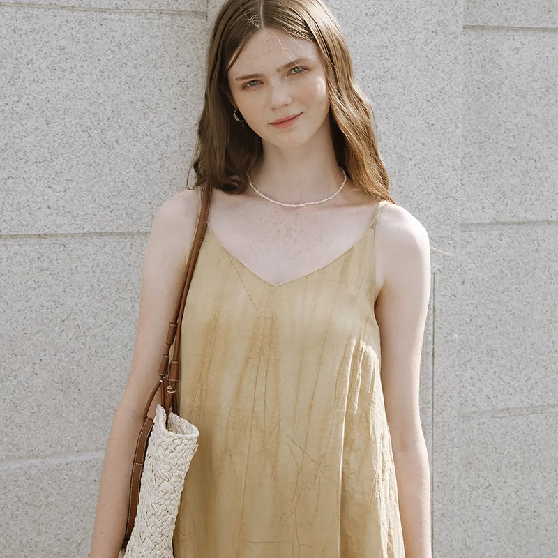 v-neck linen sundress, view 2 - MRSLM