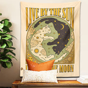 Sun moon cat tapestry wall hanging, view 12 - MRSLM