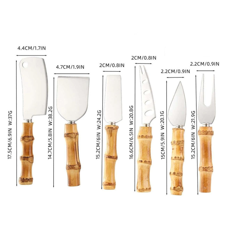 bamboo cheese knives set, view 2 - MRSLM