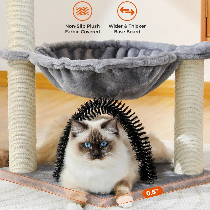compact cat tree tower with hammock, view 5 - MRSLM