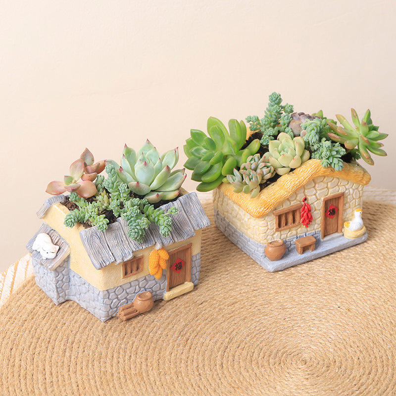 vintage farmhouse resin planter, view 7 - MRSLM