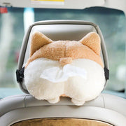 corgi bottom plush car tissue box, view 5 - MRSLM