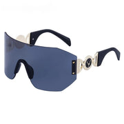 oversized shield rimless sunglasses, view 9 - MRSLM