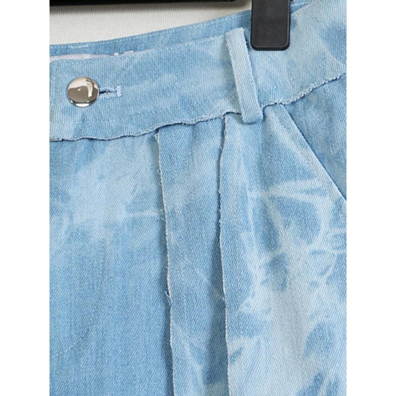 high waist tie dye straight denim pants, view 6 - MRSLM