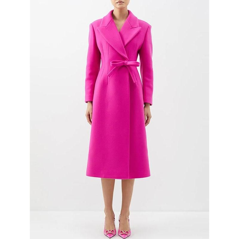 women's rose pink woolen coat, view 3 - MRSLM