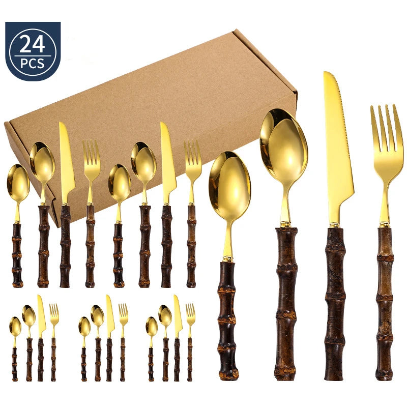 black bamboo dinnerware set, view 2 - MRSLM