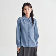 long sleeve polo neck blouse with petal cuffs, view 2 - MRSLM