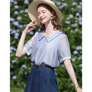 french embroidery puff sleeve blouse, view 3 - MRSLM