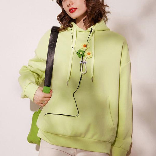 3D plush flower pullover hoodie - MRSLM