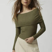 off-shoulder knit sweater, view 3 - MRSLM