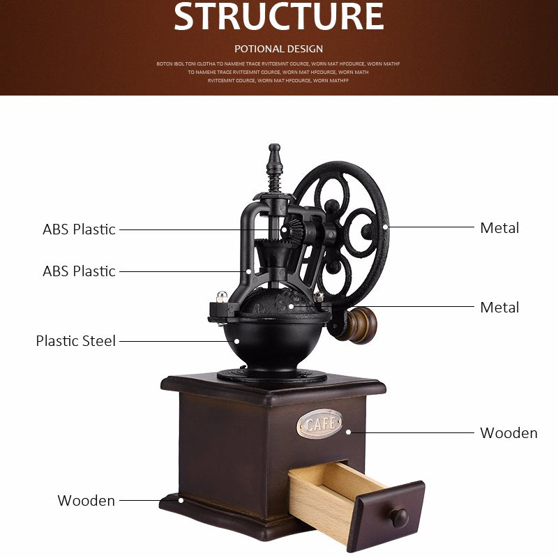 vintage manual coffee grinder, view 6 - MRSLM