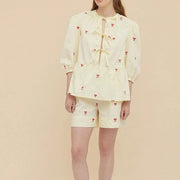 Bow embroidery shorts set, view 2 - MRSLM