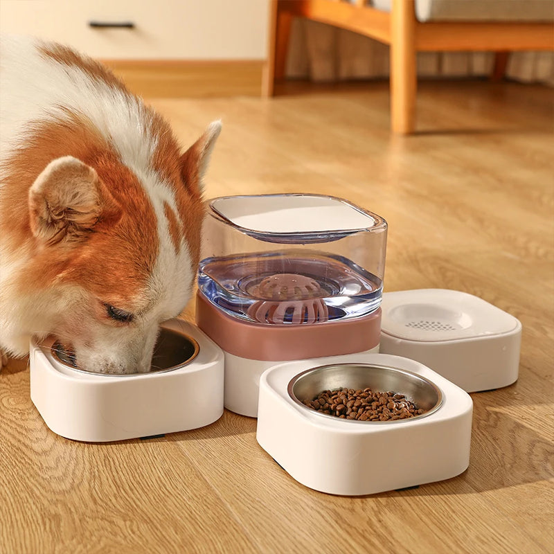 large capacity dog bowl with water dispenser, view 4 - MRSLM
