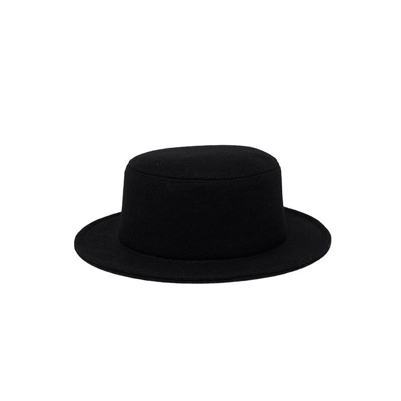 women's woolen flat top hat, view 5 - MRSLM