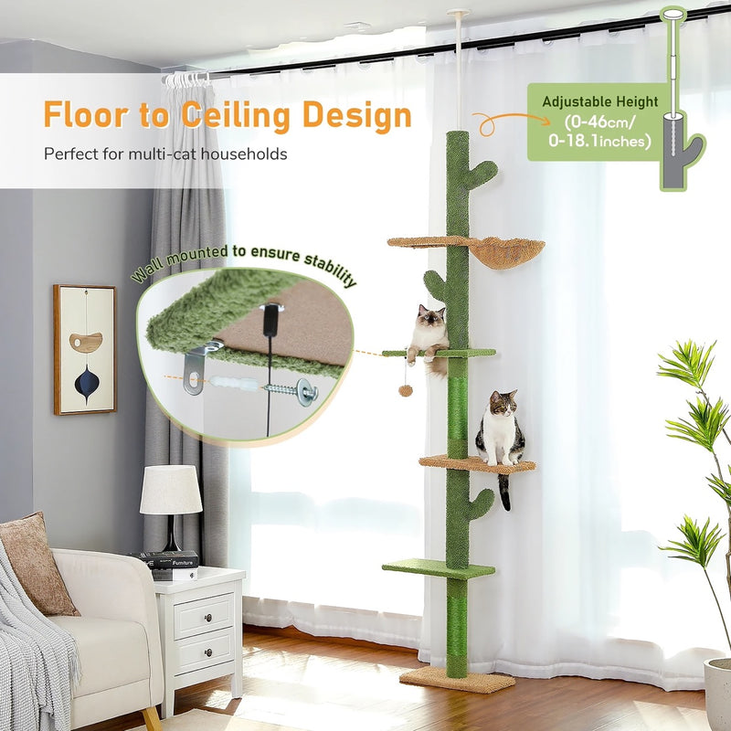 cactus cat tree floor to ceiling, view 4 - MRSLM