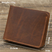 Men's crazy horse leather trifold wallet, view 5 - MRSLM