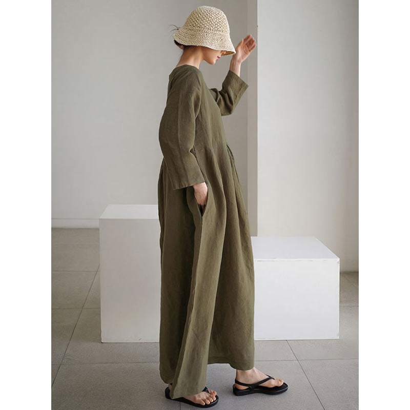 cotton linen maxi dress, view 8 - MRSLM