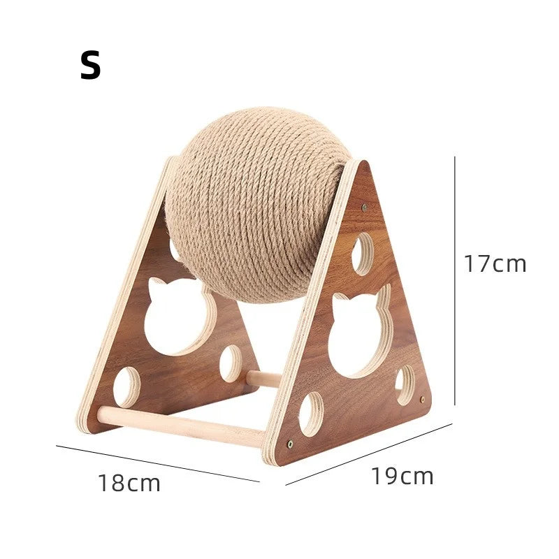natural sisal cat scratching ball, view 2 - MRSLM