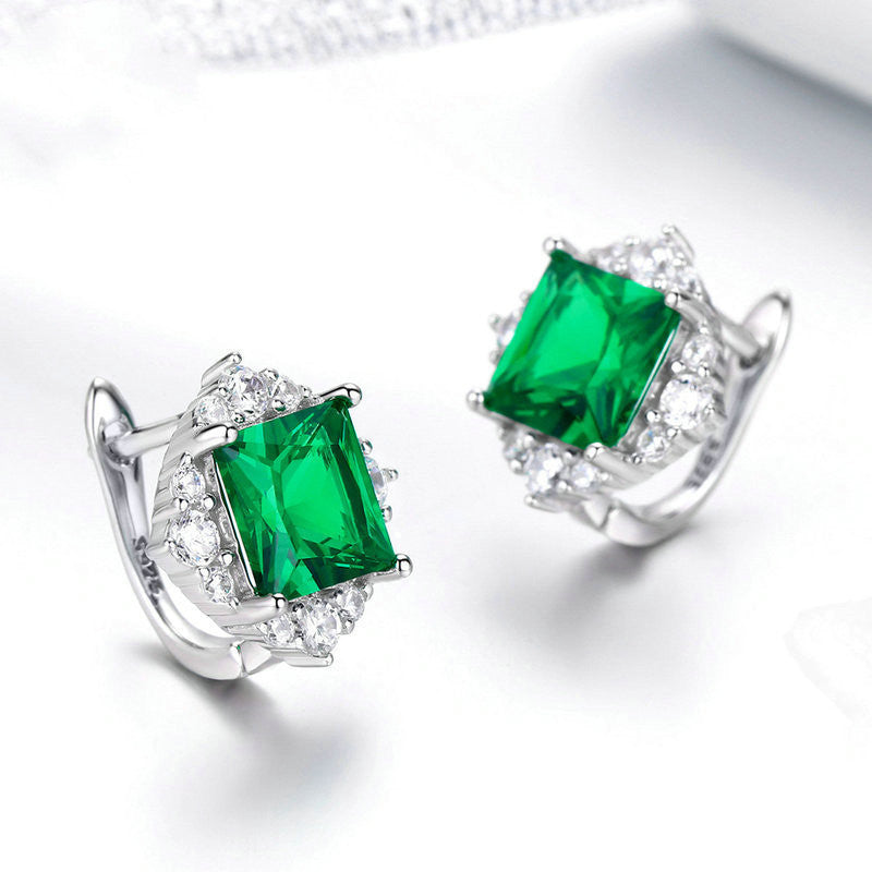 zircon leaf ear studs, view 3 - MRSLM