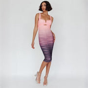 Gradient mesh backless midi dress - MRSLM