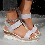 glitter wedge sandals, view 2 - MRSLM