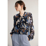 Silk-blend bow collar blouse, view 8 - MRSLM