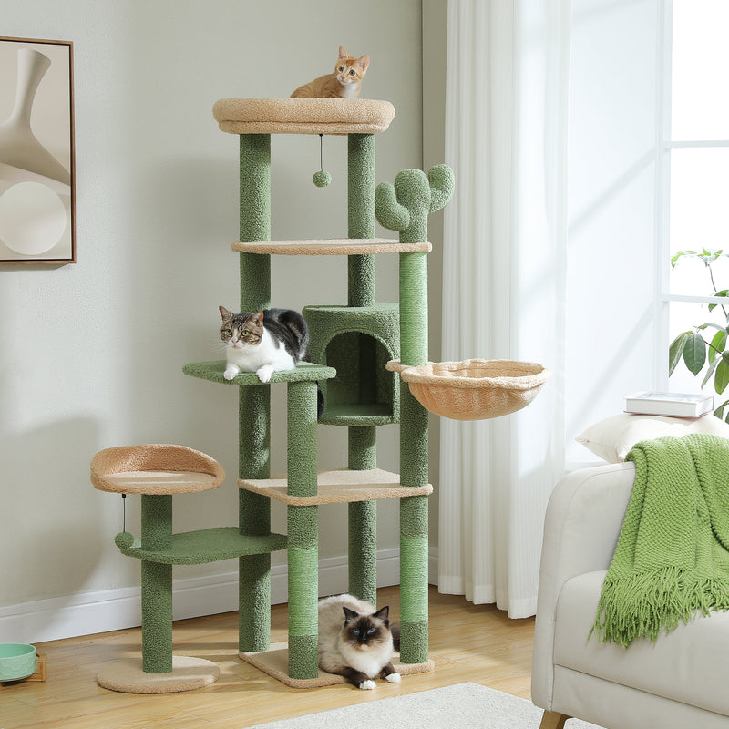 large cactus cat tree tower, view 10 - MRSLM
