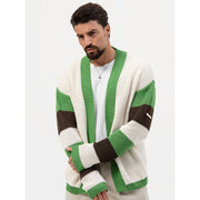 patchwork knit v neck cardigan sweater, view 5 - MRSLM