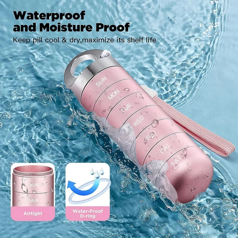 waterproof metal weekly pill box, view 8 - MRSLM