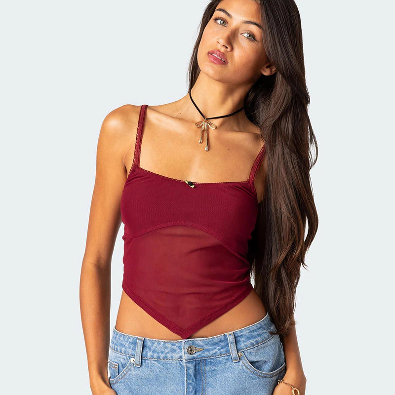 slim mesh cami top, view 5 - MRSLM