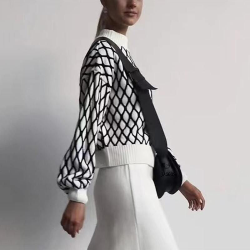 Striped turtleneck knit sweater, view 4 - MRSLM