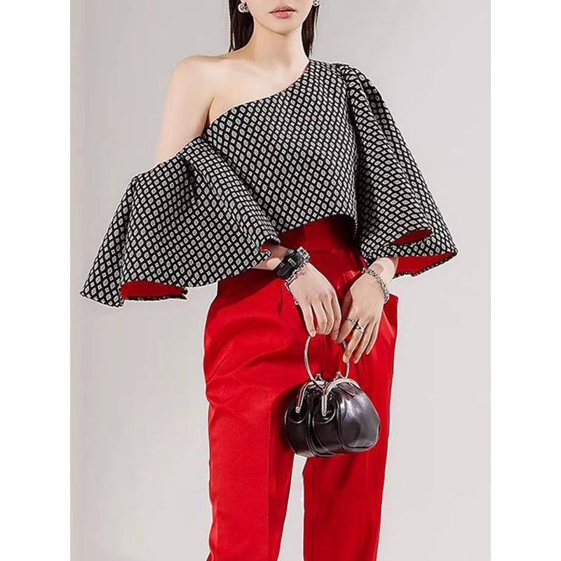 off-shoulder butterfly sleeve printed blouse, view 5 - MRSLM