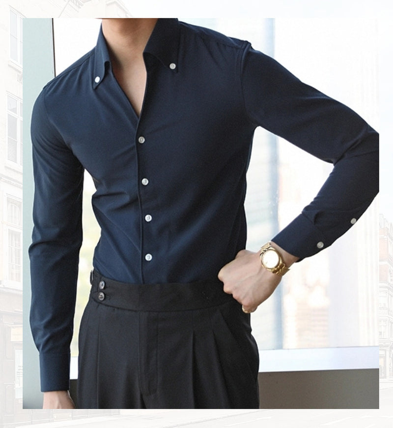 men's slim fit Italian collar shirt, view 9 - MRSLM