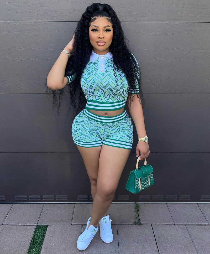 retro casual patchwork rib shorts set, view 5 - MRSLM